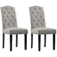thumbnail image 1 of LSSBOUGHT Solid Wood Tufted Dining Chairs, Kitchen Dining Room Chairs with Bronze Nailhead Trim Set of 2 Grey-2-Piece, 1 of 5