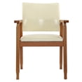 thumbnail image 1 of LSSBOUGHT Walnut Upholstered Dining Chairs Solid Wood Arm Chair Single - Tan Faux Leather-1-Piece, 1 of 5