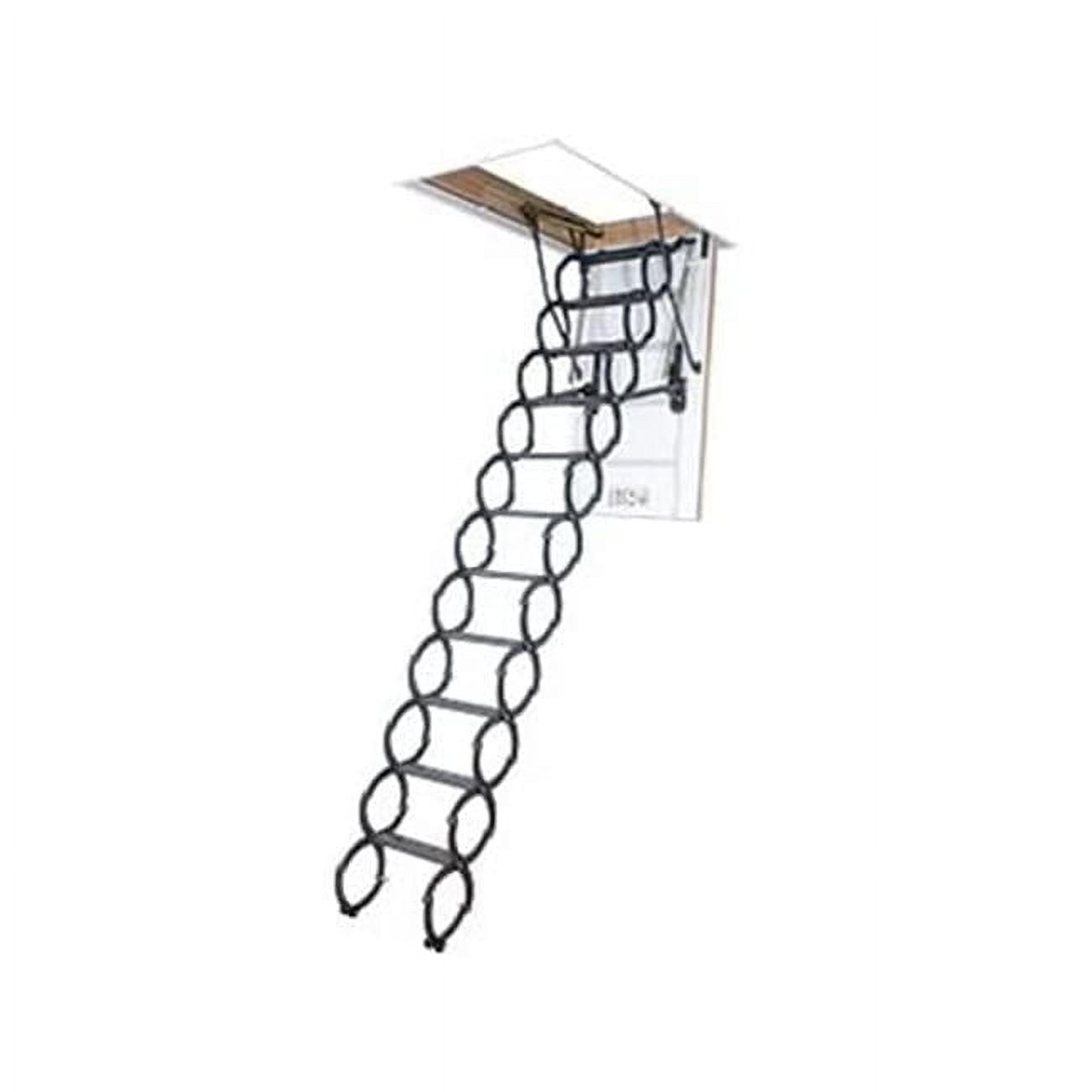 Heavy-Duty Black Steel Scissor Attic Ladder with Insulated Door