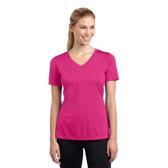 LST353 Ladies PosiCharge Competitor V-Neck Tees, Pink Raspberry - 3XL
