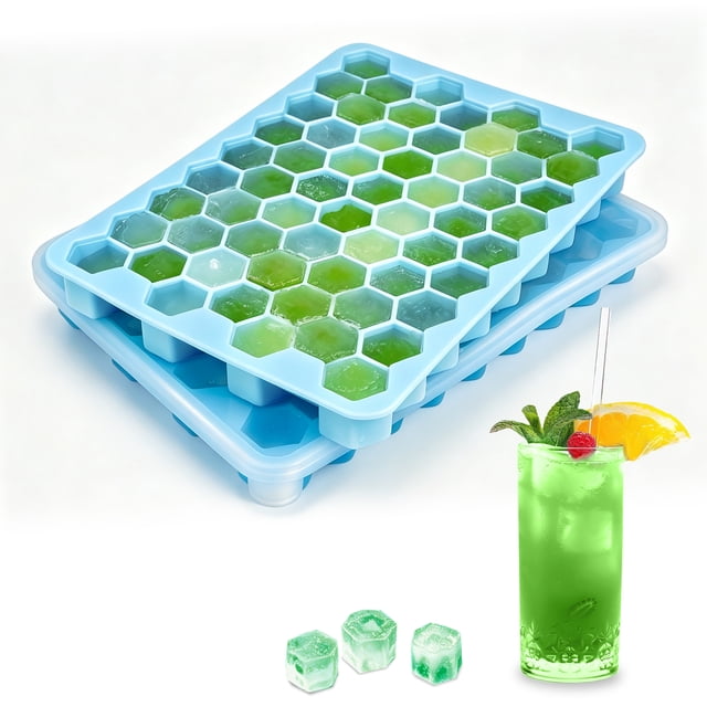 LSTRAGY Ice Cube Trays, 2 Pack Honeycomb Hexagonal Ice Cube Molds, Blue ...