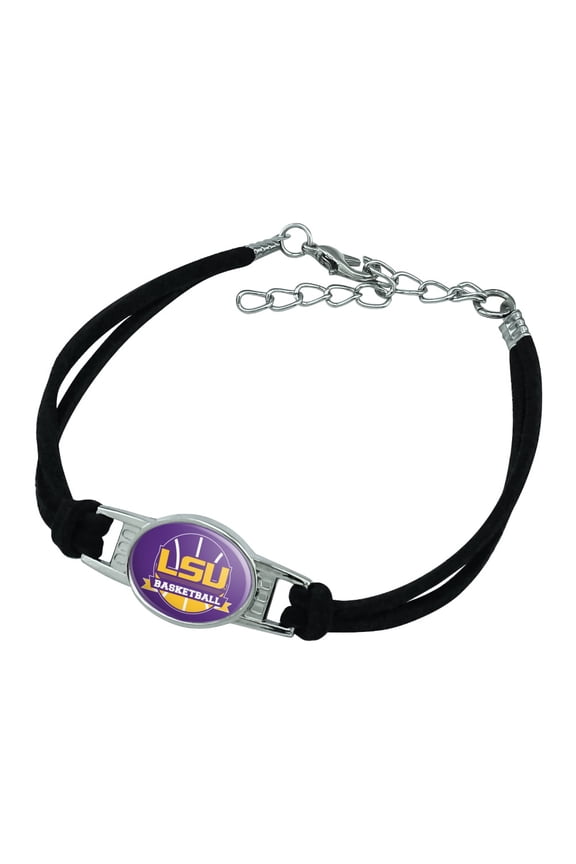 LSU Basketball Novelty Suede Leather Metal Bracelet