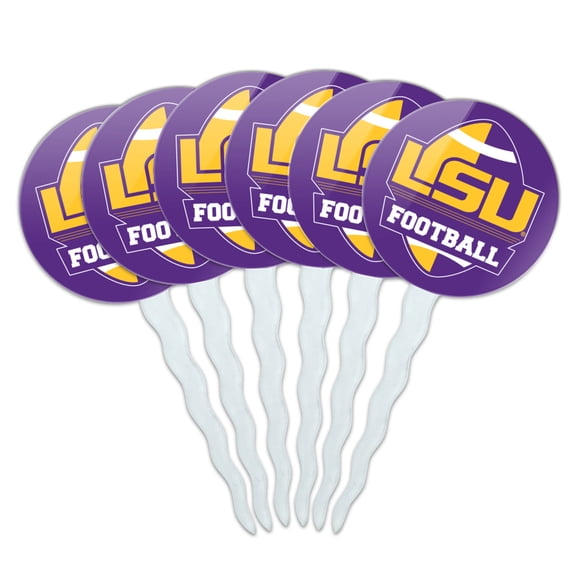 LSU Football Cupcake Picks Toppers Decoration Set of 6