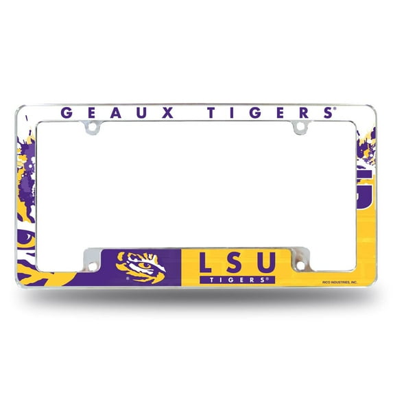 LSU - Geaux Tiger's - Chrome Metal License Plate Frame with Bold Full Frame Design