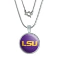 thumbnail image 1 of LSU Logo on Purple 0.75" Pendant with Sterling Silver Plated Chain, 1 of 4