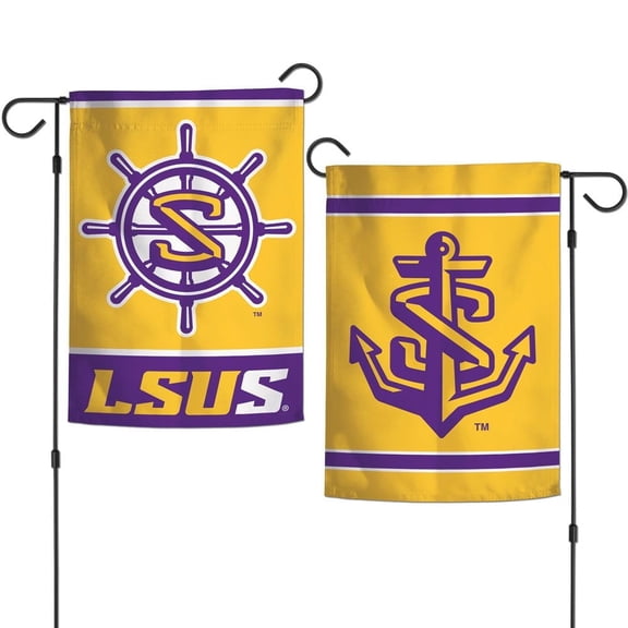 LSU Shreveport Pilots 12.5 x 18" Double Sided Yard and Garden College Banner Flag Is Printed in the USA