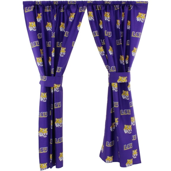 LSU Tigers 100% Polyester, 63" Curtain Panels, Set of 2