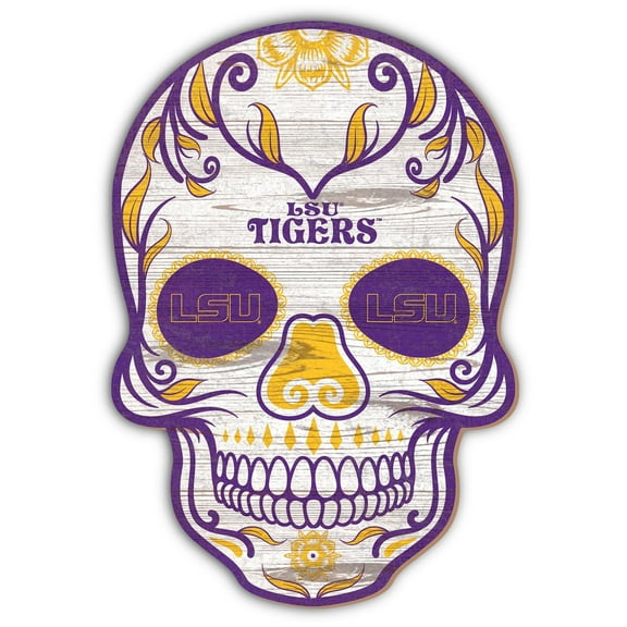 LSU Tigers 12'' Sugar Skull Sign
