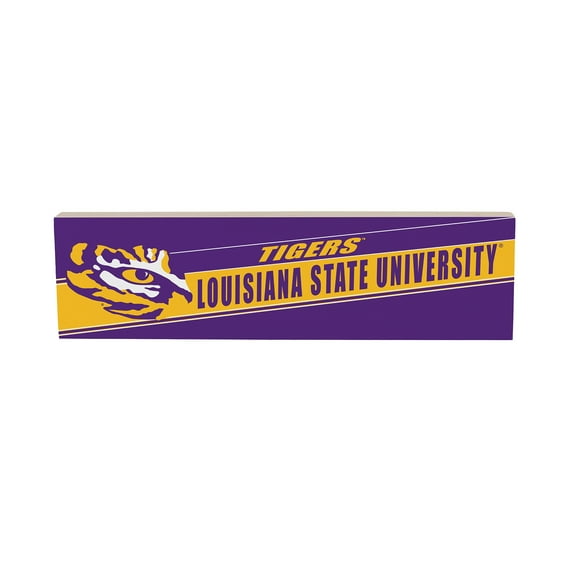 LSU Tigers 5" x 18" Shadow Logo Wood Mantle Sign