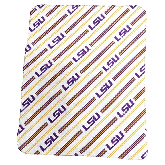 Logo Brands LSU Tigers 50" x 60" Classic Vertical Stripe Fleece Throw Blanket