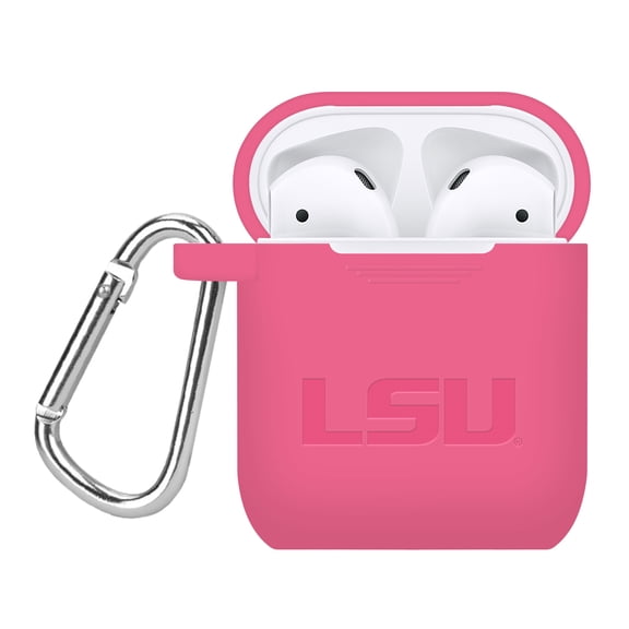 LSU Tigers Engraved Silicone Case Cover Compatible with Apple AirPods Gen 1 & 2 (Pink) by Affinity Bands