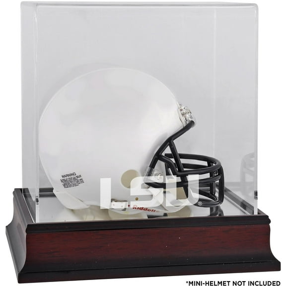 LSU Tigers Mahogany Mini Helmet Logo Display Case with Mirror Back