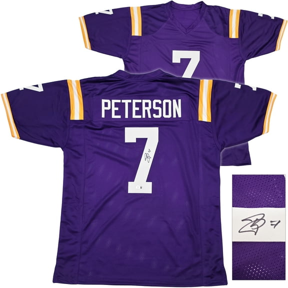 LSU Tigers Patrick Peterson Autographed Purple Jersey Beckett BAS Witness 243598
