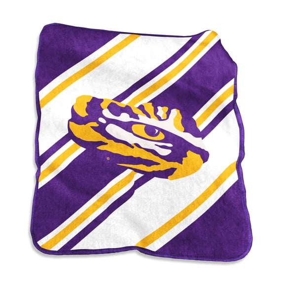 Logo Brands LSU Tigers 50" x 60" Raschel Stripe Throw Blanket
