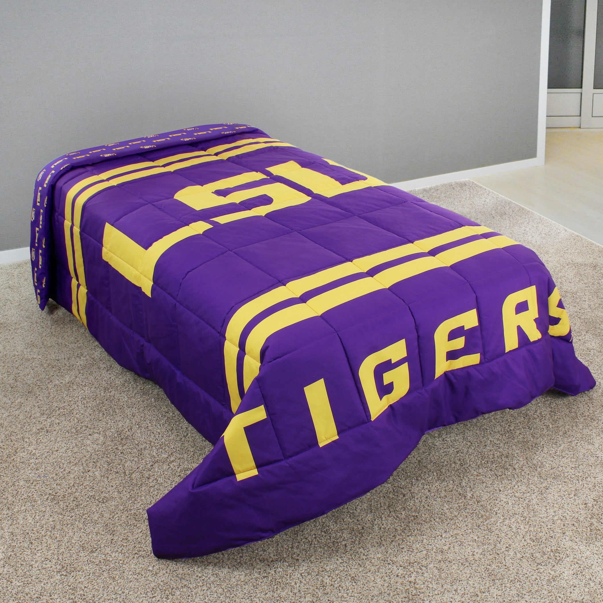 LSU Tigers Reversible Big Logo Soft and Colorful Comforter, Full