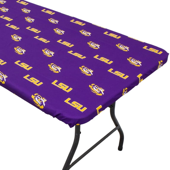 LSU Tigers Tailgate Fitted Tablecloth, 33" x 33", Card Table 96" x 30", 8 ft table