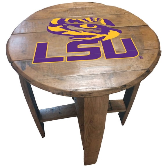 LSU Tigers Team Oak Barrel Table