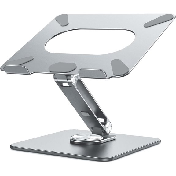 LSX7 Laptop Stand with 360 Rotating Base,  Adjustable Notebook Riser, Foldable  Holder Compatible with 10-15.6" Laptops (Gray)