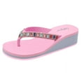 thumbnail image 1 of LSYTQRW Flip Flops Sandals for Women Bling Rhinestones Jewel High Heel Arch Support Comfortable Soft Cushion Wedge Slip-on Casual Platform Summer Thong Sandals，pink，Sizes 10, 1 of 5