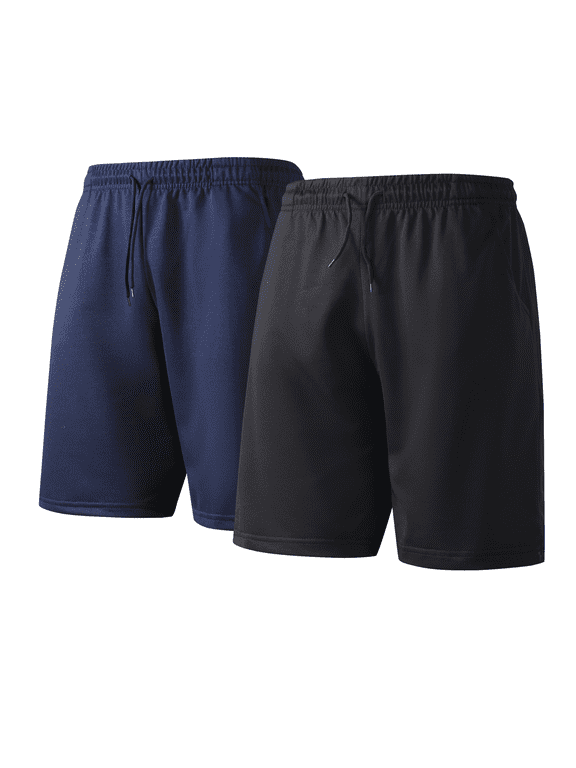 Men's 2-Pack Athletic Gym Shorts Workout Running Hiking Casual Activewear Black/Navy XL