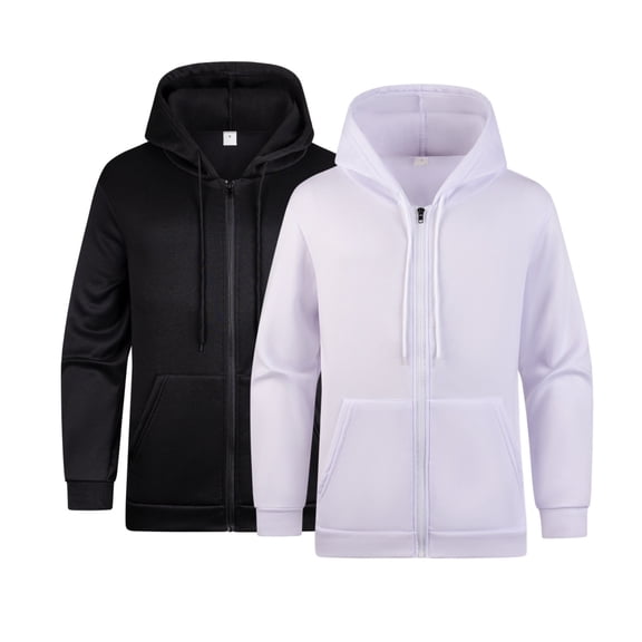LSYTQRW Men's 2-Pack Full-Zip Hoodies - Soft Fleece Hooded Sweatshirts for Casual, Lounge, Daily Wear Black S