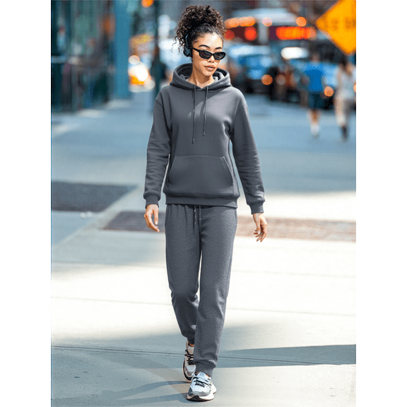 LSYTQRW Women's Soft Hoodie 2 Piece Loungewear/Running Outfit High Waist Pants & Drawstring Hood for Daily Wear Drgray S