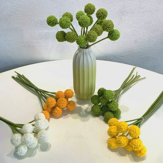 LShunze 10Pack Artificial Chrysanthemum Balls Flowers Fake Flowers Bouquet for DIY Wedding Bouquets Bridal Shower Table Centerpieces Home Kitchen Garden