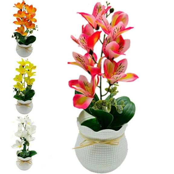 LShunze 12inch Artificial Magnolia Flowers 3D Real Touch 7 Heads Faux Magnolia Flowers Realistic Long Stem with Green Leaves for Home Wedding Table Office Floral Arrangement Decoration