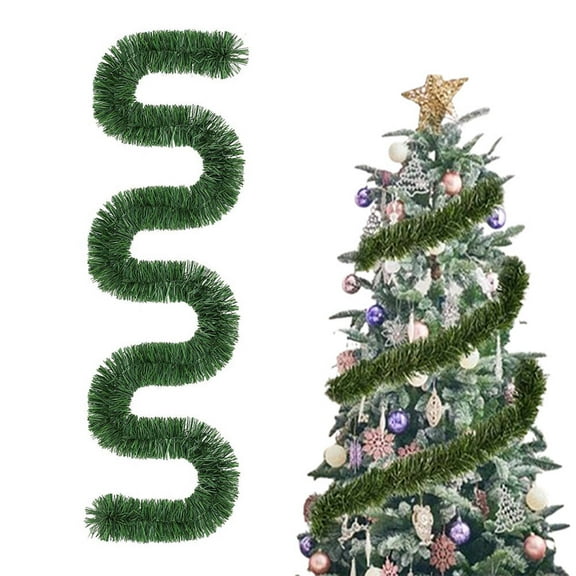 LShunze 18Ft Christmas Garland Indoor Outdoor Decorations Greenery Christmas Garlands - Christmas Green Garland for Stairs Railing Fireplace Mantle Front Door Porch Holiday Wedding Party Decor