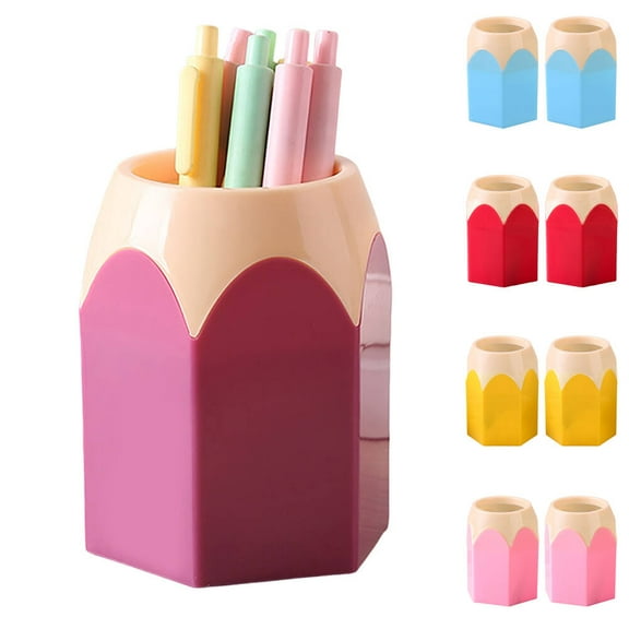LShunze 2 Pcs Pen Holders Pencil Storage Organizer Cute Desktop Pen Cup Colorful Vase Pencil Pot Cartoon Stationery Rack Classroom Home Office Supplies Desktop Decor
