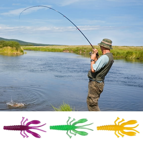 LShunze 20pcs Pre-rigged Fishing Jig Lures for Freshwater and Saltwater, Innovative Super Durable TPE Bass Lures, Lifelike Shrimp Crayfish Swimbait, Weedless Lure for Crappie Trout Walleye,5.2CM/1G