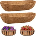thumbnail image 1 of LShunze 24in Natural Trough Coco Coir Liners Planter Replacement, Pre-Formed Window Basket Coconut Coir Fiber Liner for Garden Window Flower Box Pots, Fence Trough Planter, Wall Planter Basket, 1 of 8