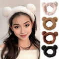 thumbnail image 1 of LShunze 2PCS Bear Ears Spa Headband No Slip Head Band for Face Wash Makeup Skincare Facial Headband Elastic Hair Band Carol Fleece Headbands for Women Girls, 1 of 8