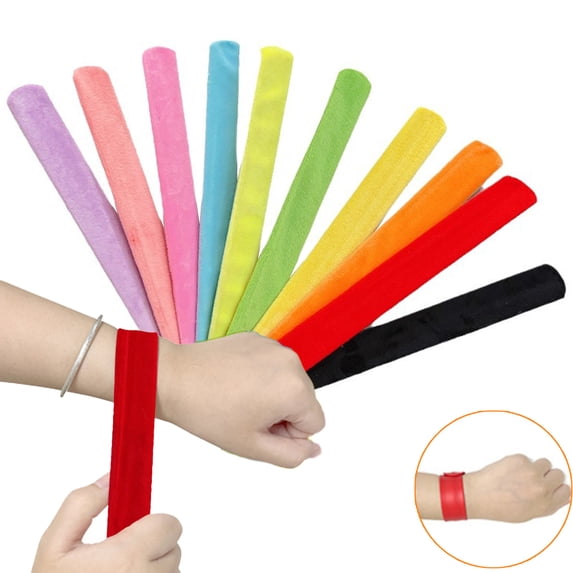 LShunze 2Pcs Plush Wristband Automatic Adsorption Colorful Bracelet Ring-shaped Wristband Stress Relief Toy DIY Snap Toy Wristband