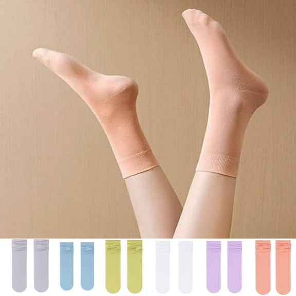 LShunze 3 Pairs Women's Ice Silk Socks Soft Casual Breathable Above Ankle Crew Socks High Calf Boot Socks for Women Girls