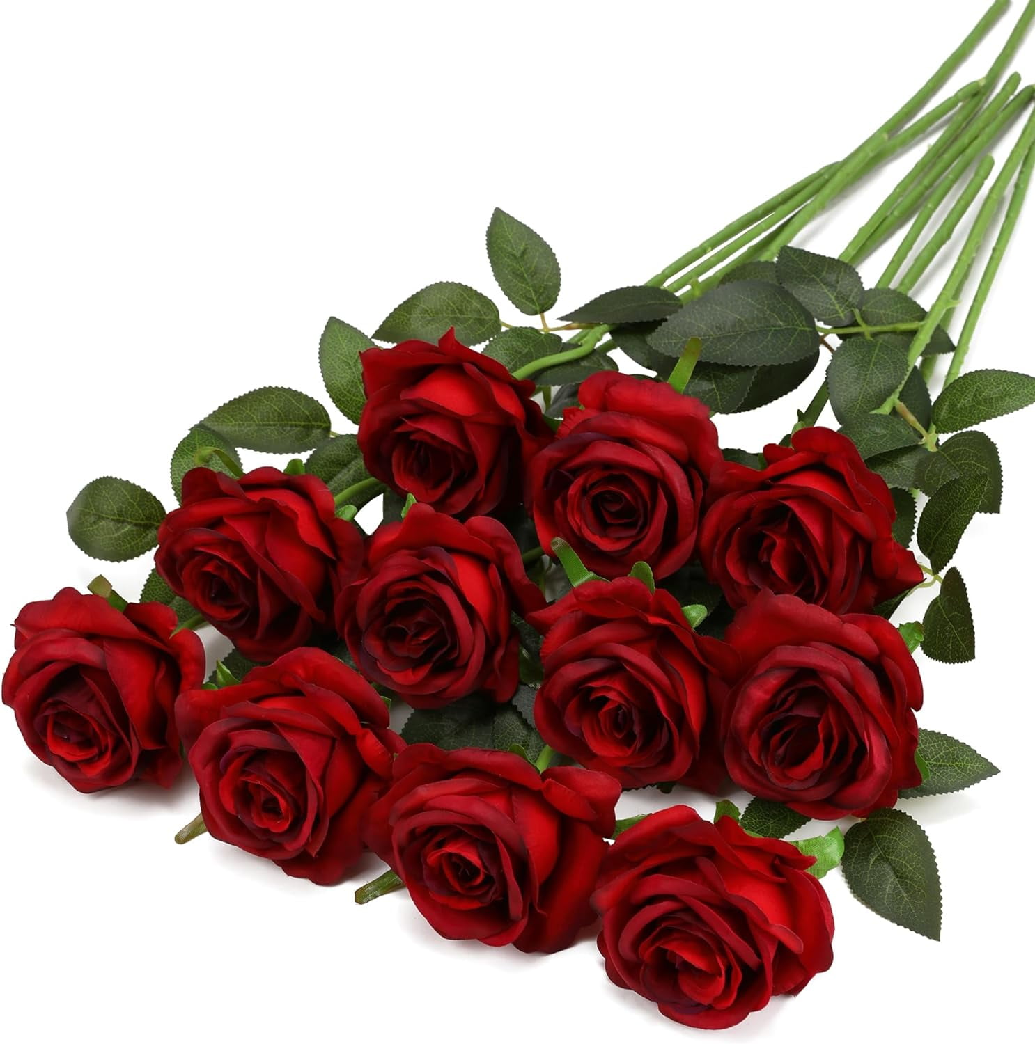LShunze 5 PCS Fake Red Roses, Artificial Red Flowers Bulk Realistic ...