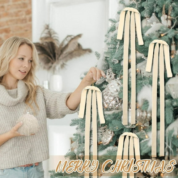 LShunze 6PCS Large Christmas Bows 23.62 x 15.75 Inches Christmas Velvet Wreath Bows Xmas Tree Topper Bow with Gold Edge Big Xmas Ornament for Wreath Gift Front Door Decor