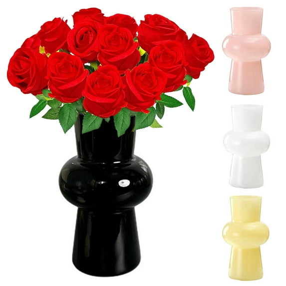 LShunze 7.9 inch Glass Flower Vases for Centerpiece Table Home Indoor Desk Decor,Ins Modern Style Vase for Wedding Living Room