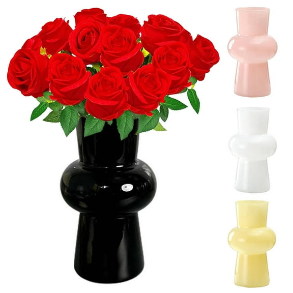 LShunze 7.9 inch Glass Flower Vases for Centerpiece Table Home Indoor Desk Decor,Ins Modern Style Vase for Wedding Living Room