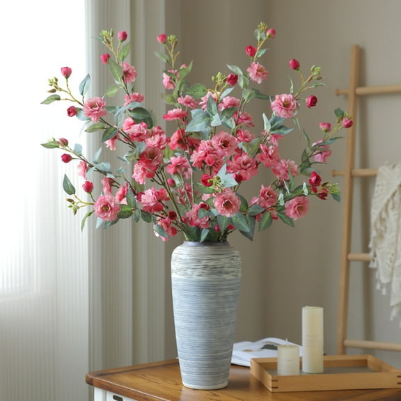 LShunze Artificial Cherry Blossom Flowers Faux Cherry Blossom Stems Faux Silk Cherry Blossom Branches 35.43’’ Fake Flowers Long Stems for Vase Arrangements Home Wedding Table Decor