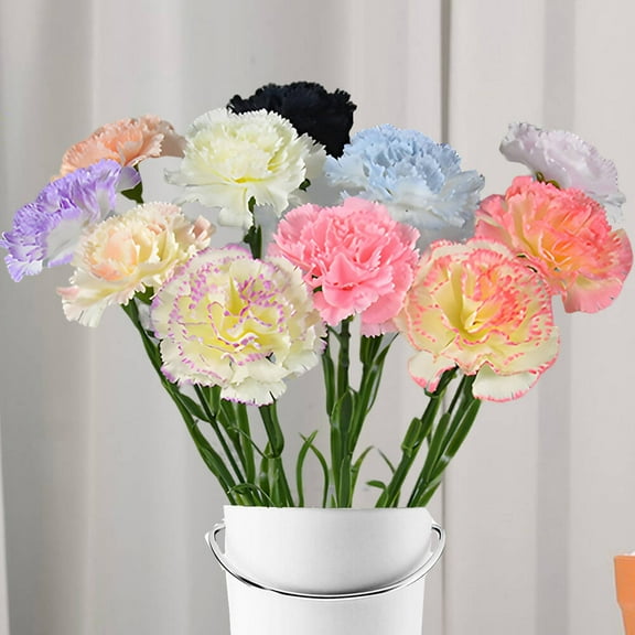 LShunze Artificial Flowers Carnations Set of 5 - 20inch Faux Spring Wildflowers Flowers Fake Carnation Silk Floral Arrangements for Home Indoor Table Wedding Mother's Day Decorations