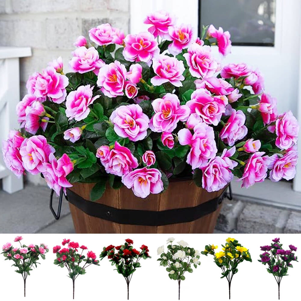 LShunze Artificial Rhododendrons Flowers for Outdoors Decoration, 10Pcs ...