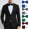 thumbnail image 1 of LShunze Bow Ties for Men Solid Color Pre-Tie Bow Tie and Pocket Square Set Classic Formal Tuxedo Bowties for Wedding Party, 1 of 8