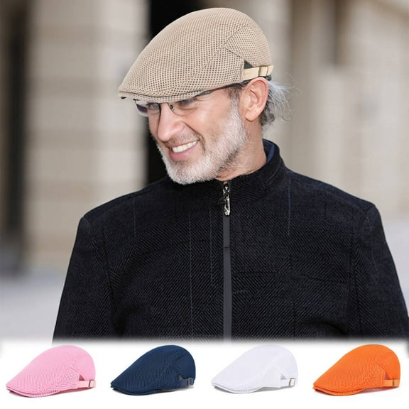 LShunze Breathable Mesh Summer Hat Flat Cap Unisex Newsboy Hats Cabbie Caps, One Size