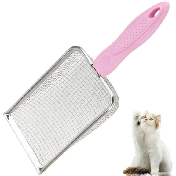 LShunze Cat Litter Scoop, Stainless Steel Fine Mesh, Litter Cleaner Corner Scoop Sand Sifter Deep Shovel Sifter for Litter Box Kitten Pooper Lifter