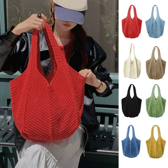 LShunze Crochet Bags for Women Summer Beach Tote Bag Large Capacity Shoulder Bag Aesthetic Hobo Bag Knit Bag Hippie Bag