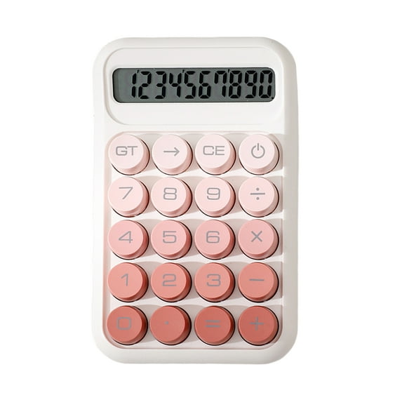 LShunze Cute Mechanical Switch Desktop Calculator, 10 Digits with Big Buttons and LCD Display, Pink