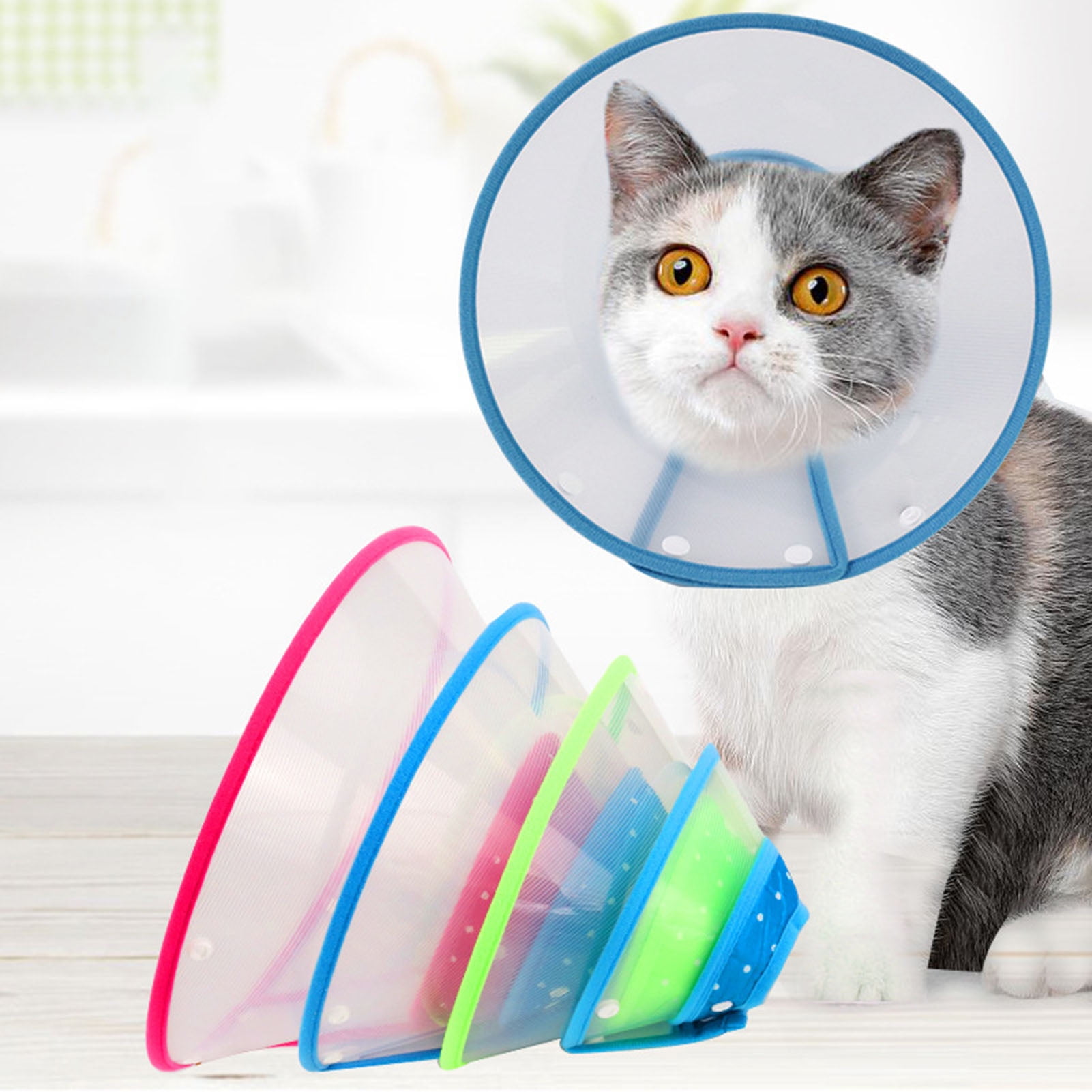 LShunze Depets Adjustable Recovery Pet Cone E-Collar for Cats Puppy ...