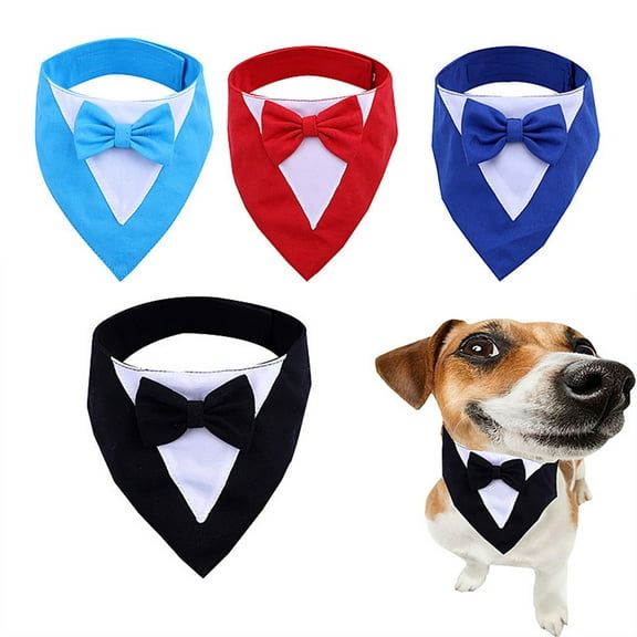 LShunze Dog Tuxedo Suit Wedding Bandana Collar with Bow Tie, Adjustable Formal Dog Tux, Engagement Birthday Tuxedo for Small Medium Large Dogs Pets