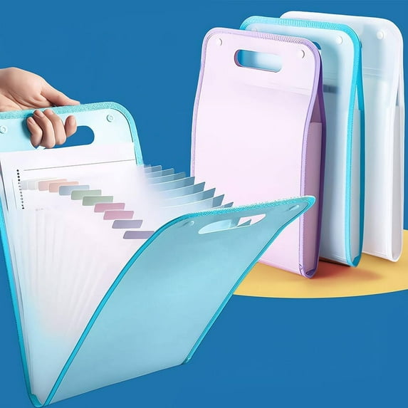 LShunze Expanding File Folder, 13 Pocket Accordion File Organizer, Monthly Expandable File Folder for Documents with Handle , Portable Bill Receipt Organizer for School Office Supplies, Letter A4 Size